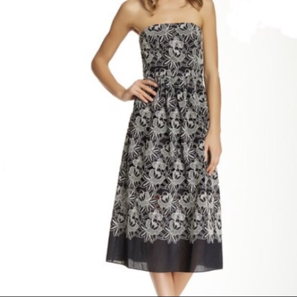 Tibi - Embroidered Eyelet Strapless Dress